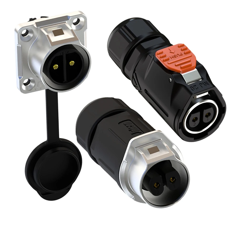 MJ20 2-Pin Waterproof Connector 20A Quick Lock for Outdoor Lighting