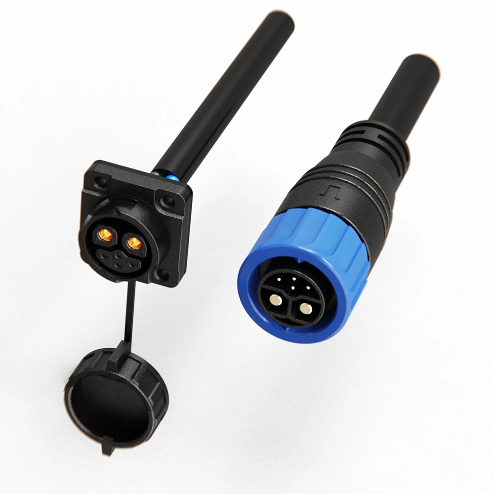 M23 6-Pin Hybrid Waterproof Connector 50A+5A Push Locking for Power & Signal