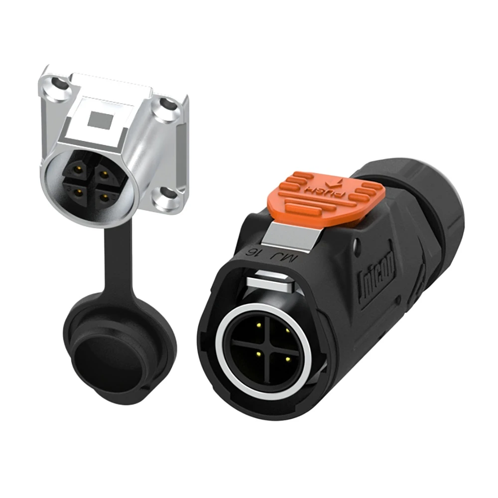 MJ16 4-Pin Waterproof Connector 10A Quick Lock for Control Systems